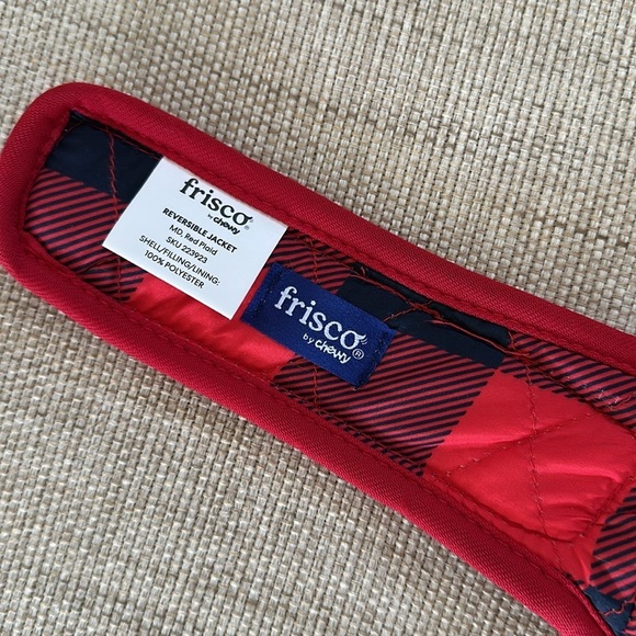 Reversible Quilted Pet Vest in Red/Black Check and Cream - Picture 5 of 11